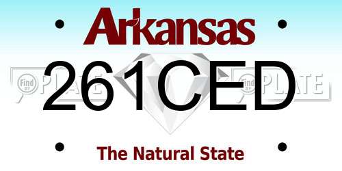 261CED Arkansas License Plate
