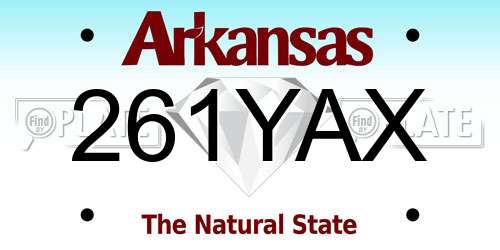 261YAX Arkansas License Plate