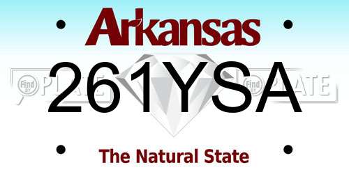 261YSA Arkansas License Plate