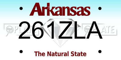 261ZLA Arkansas License Plate