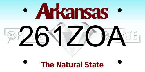261ZOA Arkansas License Plate