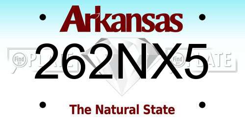 262NX5 Arkansas License Plate