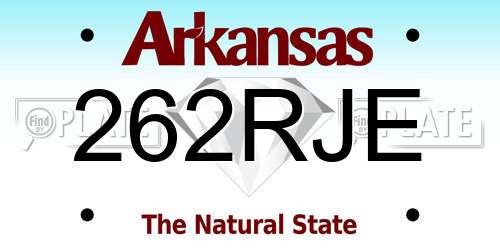 262RJE Arkansas License Plate