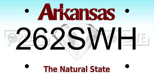 262SWH Arkansas License Plate