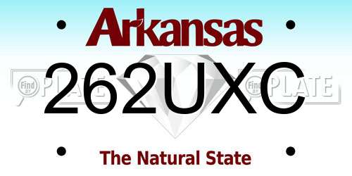 262UXC Arkansas License Plate