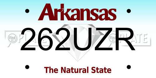 262UZR Arkansas License Plate