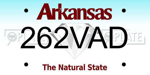 262VAD Arkansas License Plate