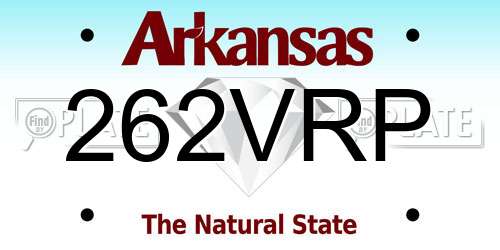 262VRP Arkansas License Plate