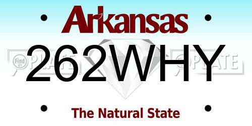 262WHY Arkansas License Plate