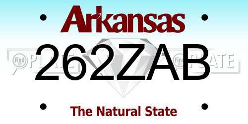 262ZAB Arkansas License Plate
