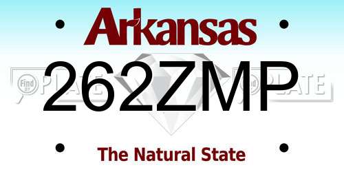 262ZMP Arkansas License Plate