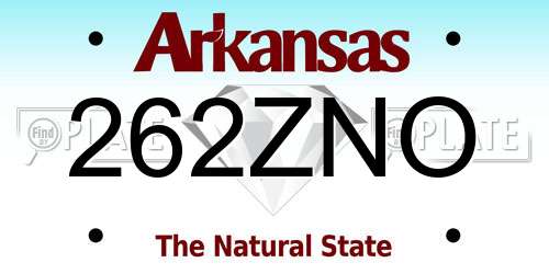 262ZNO Arkansas License Plate