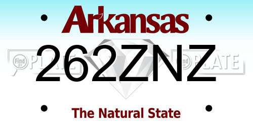262ZNZ Arkansas License Plate