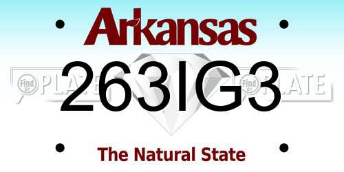 263IG3 Arkansas License Plate