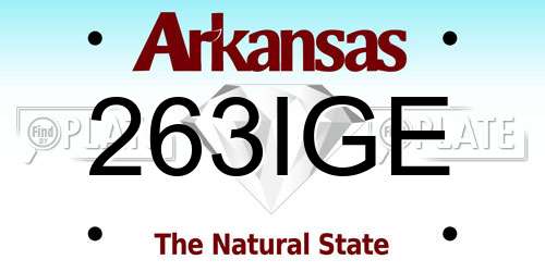 263IGE Arkansas License Plate
