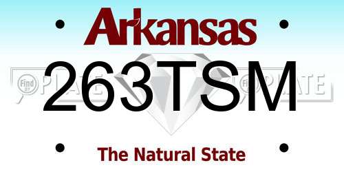 263TSM Arkansas License Plate