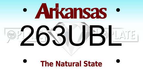 263UBL Arkansas License Plate
