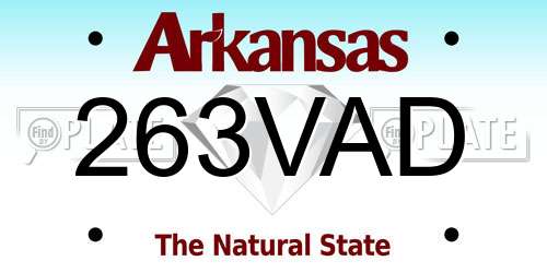 263VAD Arkansas License Plate