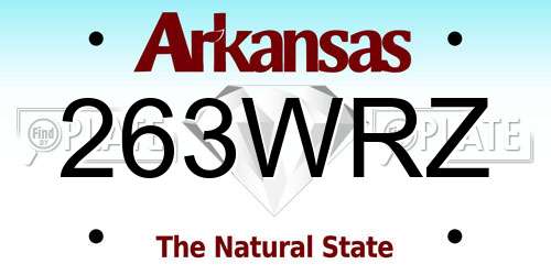 263WRZ Arkansas License Plate