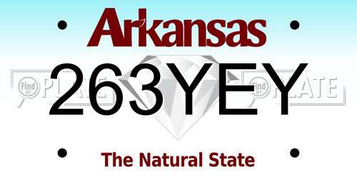 263YEY Arkansas License Plate