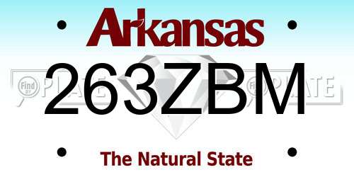 263ZBM Arkansas License Plate