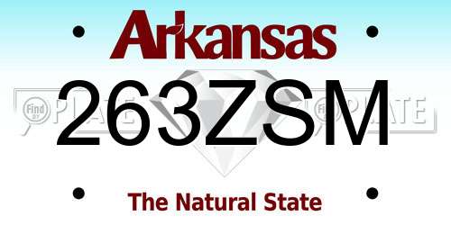 263ZSM Arkansas License Plate