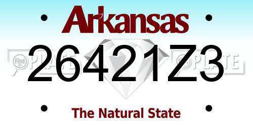 26421Z3 Arkansas License Plate