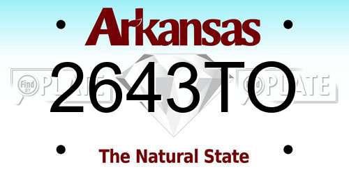 2643TO Arkansas License Plate