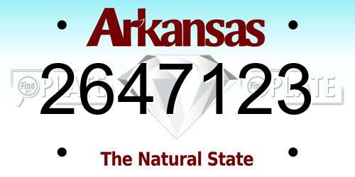 2647123 Arkansas License Plate