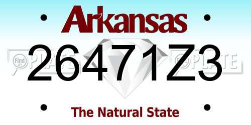 26471Z3 Arkansas License Plate