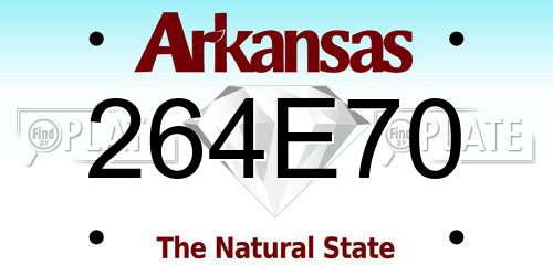 264E70 Arkansas License Plate