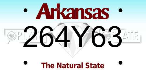 264Y63 Arkansas License Plate