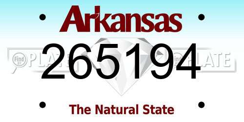 265194 Arkansas License Plate