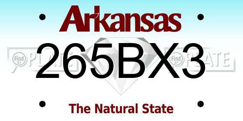 265BX3 Arkansas License Plate