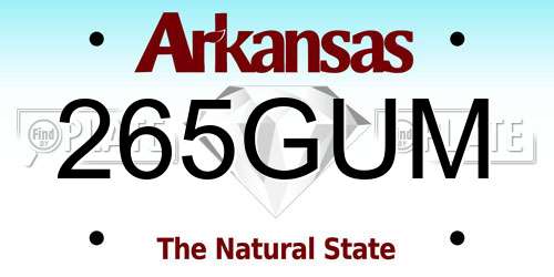 265GUM Arkansas License Plate
