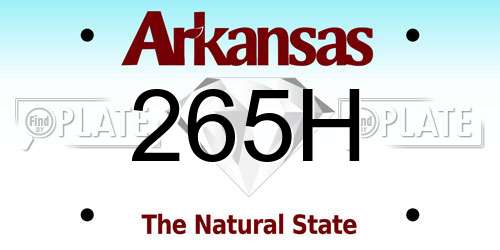 265H Arkansas License Plate
