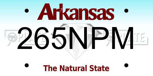 265NPM Arkansas License Plate