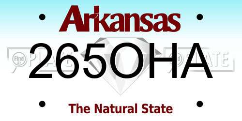 265OHA Arkansas License Plate