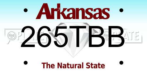 265TBB Arkansas License Plate