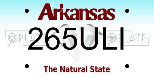 265ULI Arkansas License Plate
