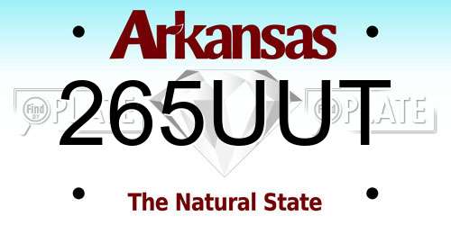 265UUT Arkansas License Plate