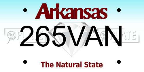 265VAN Arkansas License Plate