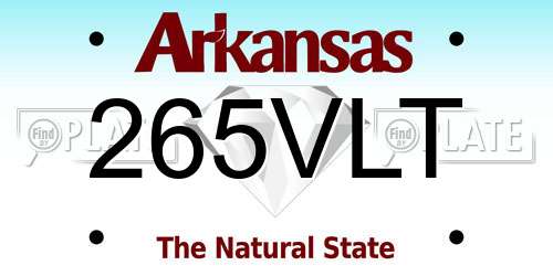 265VLT Arkansas License Plate