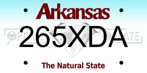 265XDA Arkansas License Plate
