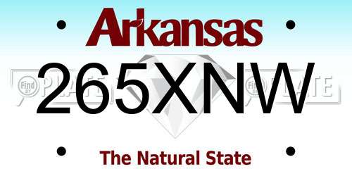265XNW Arkansas License Plate