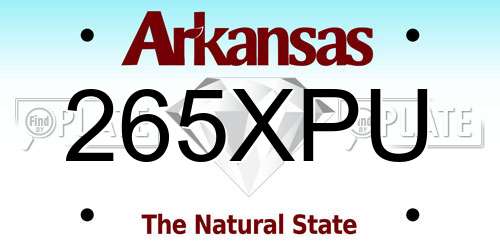 265XPU Arkansas License Plate