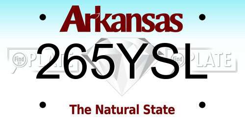 265YSL Arkansas License Plate