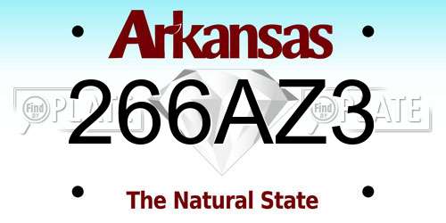 266AZ3 Arkansas License Plate