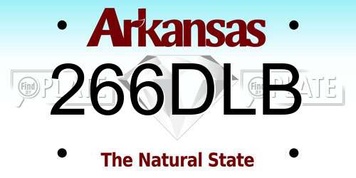 266DLB Arkansas License Plate