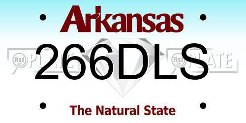 266DLS Arkansas License Plate